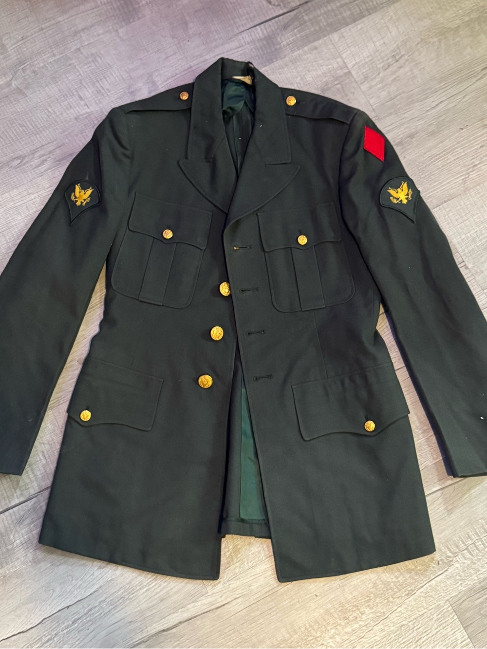 Vintage 1970s Men's Military-Style Black Dress Jacket